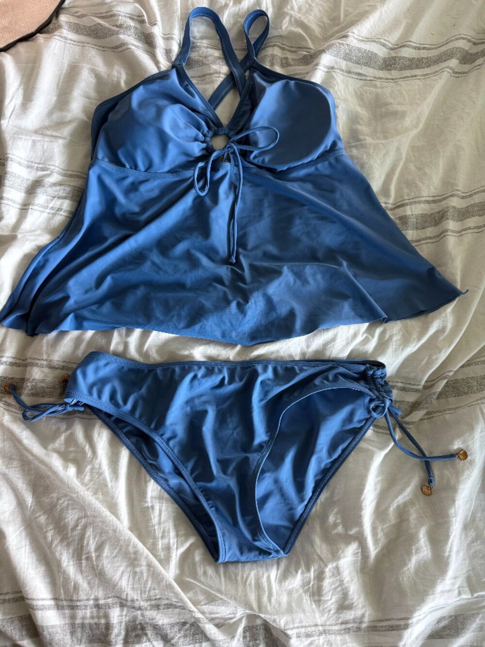 Luna Waves Blue Tankini Swimsuit Set – Size 3XL – Two Piece Tankini